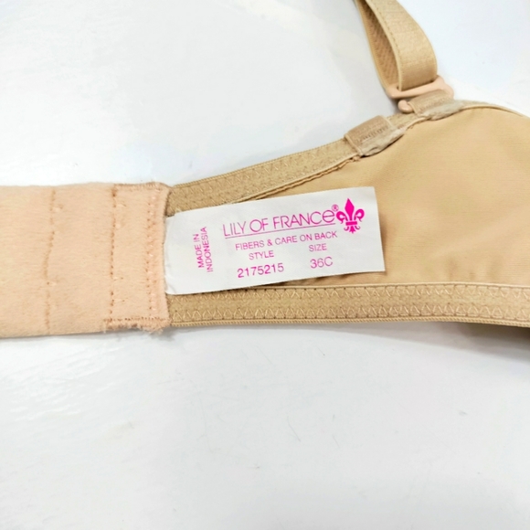Lily of France Perfect Lift Padded T-Shirt Convertible Bra 36C Beige - Picture 5 of 7